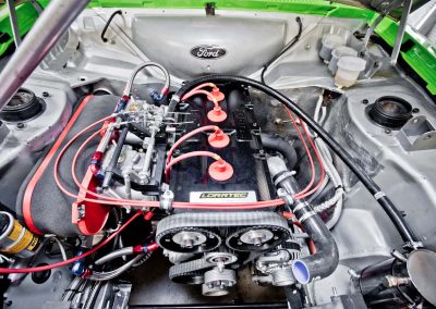 photo moteur Ford BDG install&eacute; dans le compartiment moteur d&rsquo;une Ford RS 2000